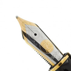 Stilou Pelikan Souveran M1000 M, penita aur 18K, accesorii placate cu aur 18K, corp negru-verde foto
