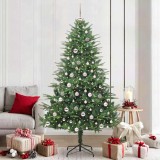 vidaXL Brad de Crăciun artificial pre-luminat cu set de bile Verde 3395359