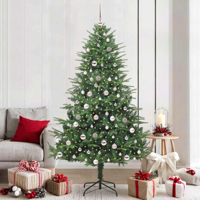 vidaXL Brad de Crăciun artificial pre-luminat cu set de bile Verde 3395359