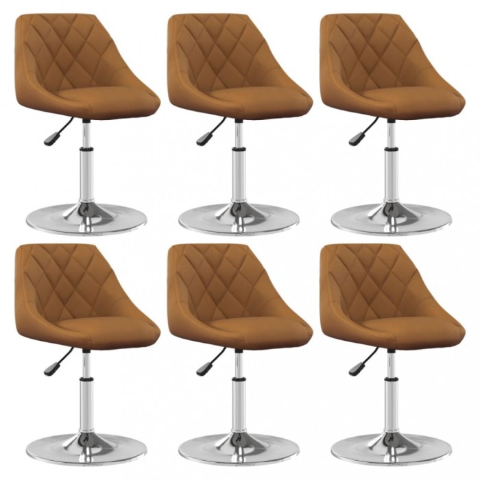vidaXL Scaune de sufragerie pivotante 6 buc, maro, catifea 3088767