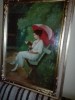 Tabluo vechi Doamna pe banca citind 1935-1940, Portrete, Ulei, Realism