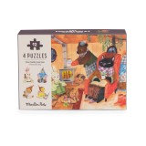 Set 4 mini puzzle-uri O zi perfecta, Moulin Roty