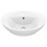 Cumpara ieftin Chiuveta lux cu preaplin, alb mat, 58,5x39 cm ceramica, oval