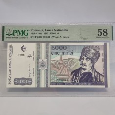 BANCNOTA aUNC 5000 LEI 1993 GRADATA PMG 58