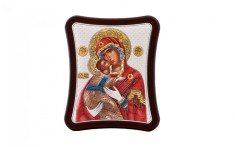 Icoana argintata - Maica Domnului din Vladimir 12,5x15,5 cm