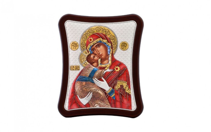Icoana argintata - Maica Domnului din Vladimir 12,5x15,5 cm