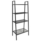 Bibliotecă tip scară, 4 trepte, metal, negru