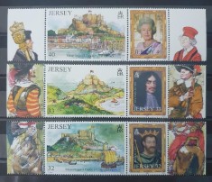 Jersey 2004, Regii Angliei, regina Elisabeta, castele, nestampilat, vignete, serie completa MNH