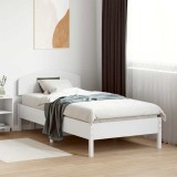 VidaXL Cadru de pat fără saltea, alb, 75x190 cm, lemn masiv de pin