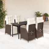 Cumpara ieftin Set mobilier de grădină, 5 piese, cu perne, maro, poliratan