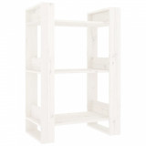 Bibliotecă/Separator cameră, alb,60x35x91 cm, lemn masiv pin