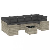 Cumpara ieftin Set mobilier de gradina cu perne, 8 piese gri deschis poliratan