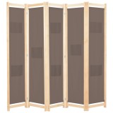 Cumpara ieftin Paravan de camera cu 5 panouri maro 200x170x4cm material textil