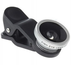 Kit Lentile Foto iUni 3-in-1 Macro, Wide Angle si FishEye compatibile cu Smartphone si Tableta, Argintiu foto