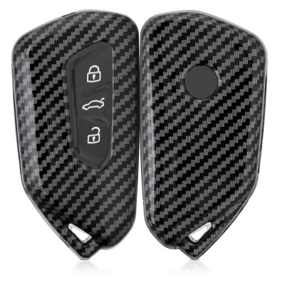Husa Cheie Auto pentru VW / Skoda / Seat - 3 Butoane, kwmobile, Plastic, Negru / Gri, 52655.01 foto