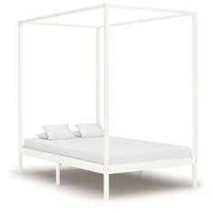 Cadru pat cu baldachin, alb, 120 x 200 cm, lemn masiv de pin foto