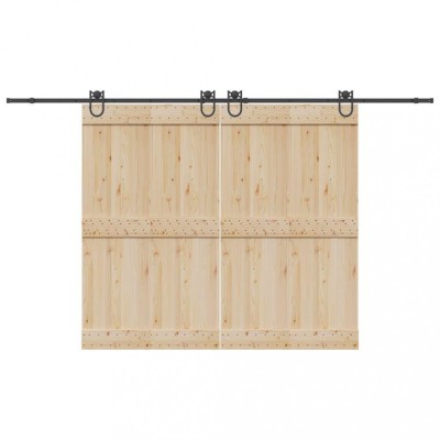 Set feronerie pentru uși glisante, negru, 366 cm, oțel foto