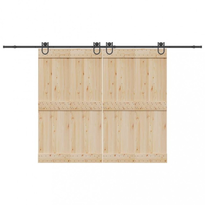 Set feronerie pentru uși glisante, negru, 366 cm, oțel
