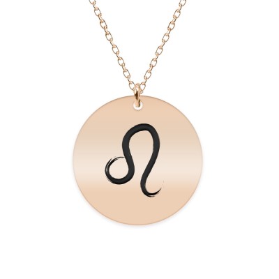 Colier argint 925 placat cu aur Roz personalizat cu semn zodiacal Leu foto