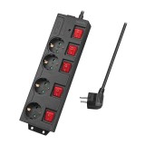 PRELUNGITOR LOGILINK, Schuko x 4, conectare prin Schuko (T), cablu 1.5 m, 16 A, protectie copii, negru, &quot;LPS251&quot; (timbru verde 0.18 lei)