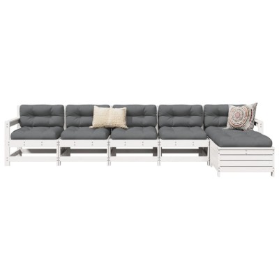 vidaXL Set canapea de grădină, 6 piese, alb, lemn masiv pin 3250861 foto