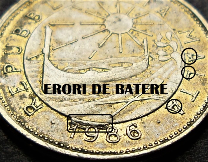 Moneda exotica 25 CENTI - MALTA, anul 1986 *cod 1997 - ERORI BATERE!