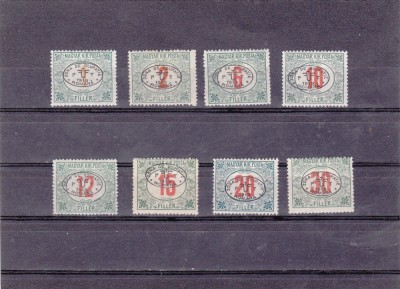 Emisiunea Debretin 1919 lot 8 timbre porto cu sursarj oval nestampilate foto