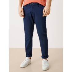 Pantaloni chino bărbați, Austin, din amestec de bumbac cu elastan, Bleumarin, W29 L30