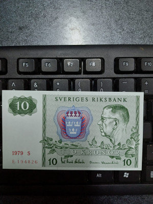 Bancnota de 10 Koroane Suedeze 1979 unc foto