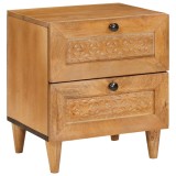 vidaXL Noptiera Maro Deschis 40x33x46 cm Lemn Masiv Mango 2 Sertare