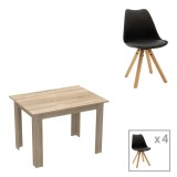Cumpara ieftin Set dining Manka-Caron, Pako World, 5 piese, Sonoma-Negru, 110x80x77 cm