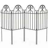 Outsunny Set cu 4 garduri metalice de grădină 125x57 cm cu design arcuit, rezistente, ușor de montat pentru patio, gazon, negru | Aosom Romania