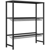 HOMCOM Raft depozitare, ajustabil &icirc;n &icirc;nălțime, metal stabil, design compact, capacitate de &icirc;ncărcare 210 kg, Negru | Aosom Romania