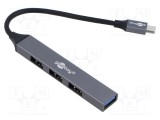 Hub USB Goobay 4 porturi USB A și USB C, 5Gbps, gri