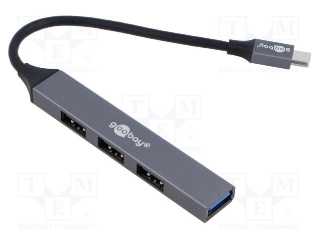 Hub USB Goobay 4 porturi USB A și USB C, 5Gbps, gri