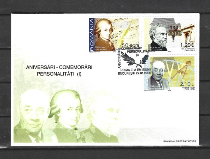 ROMANIA 2006 - ANIVERSARI - COMEMORARI PERSONALITATI (I), FDC - LP 1708