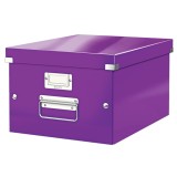 Cutie depozitare carton laminat pliabila cu capac 280 x 200 x 370 mm Leitz WOW Click&amp;Store mov
