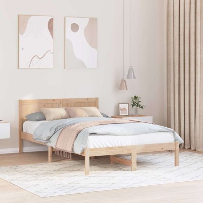 vidaXL Cadru de pat Maro 135 x 190 cm Lemn masiv de pin 872197 foto
