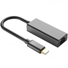 Adaptor Ethernet Vaxiuja, USB C Gigabit - LAN, Aluminiu, Negru