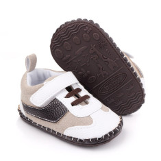 Pantofiori pentru baietei crem cu maro (Marime Disponibila: 3-6 luni (Marimea... foto