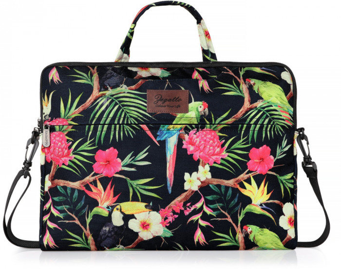 Geanta laptop dama, Zagatto&reg;, Model floral, 15.6 inch, 29x40x4.2 cm, RIO, ZG641