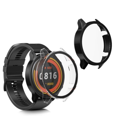 Set 2 Huse pentru Xiaomi Mi Watch/Mi Watch Color Sport, Kwmobile, Negru/Transparent, Plastic, 58467.01 foto