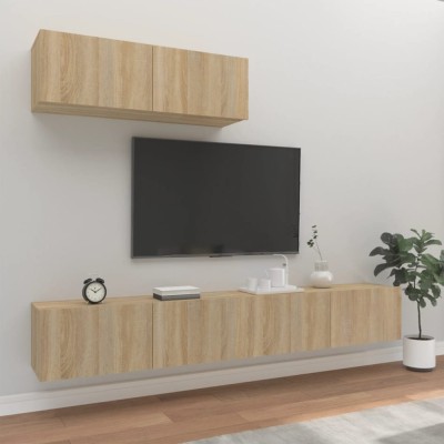 Gossi set dulap tv, 3 piese, stejar sonoma, lemn prelucrat foto