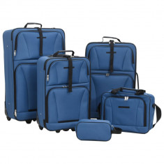 Set de bagaje de calatorie, 5 piese, albastru, material textil GartenMobel Dekor