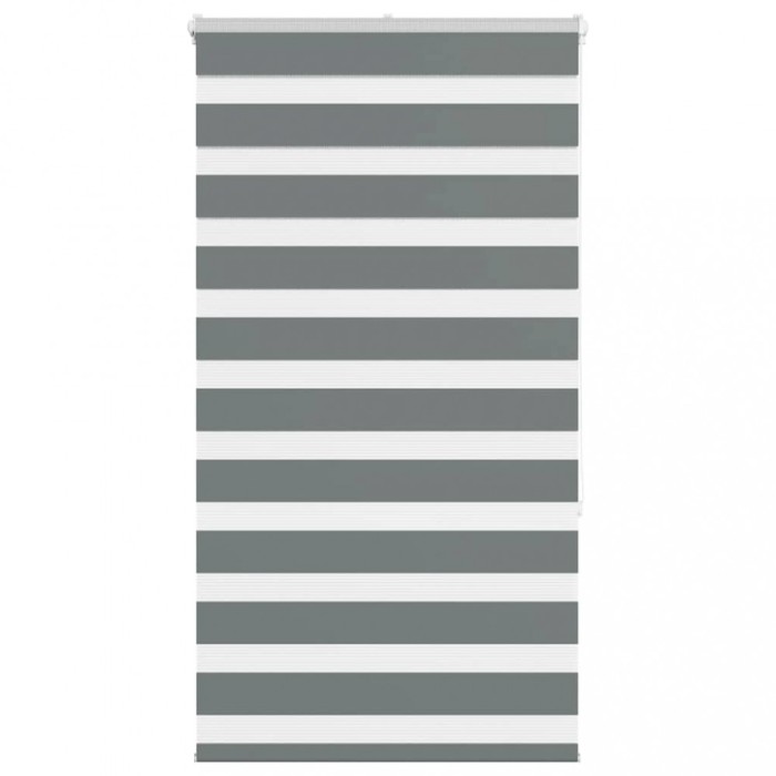 Jaluzea tip zebra gri &icirc;nchis lățime țesătură 80,9 cm poliester