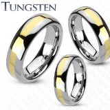 Inel din tungsten - bandă aurie, 4 mm - Marime inel: 59