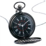 Cumpara ieftin Ceas de buzunar vintage JustZEN cu lant negru Quartz cu baterie