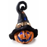 Cumpara ieftin Figurina Halloween Dovleac polirasina textil multicolor cu leduri cm 13,5 x 11 x 18,5 H