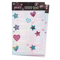 Set Etichete Autocolante, Model Inimi și Stele, Multicolor, 16 Bucăți