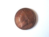 Rară! Marea Britanie 1 Farthing 1826 regele George IV